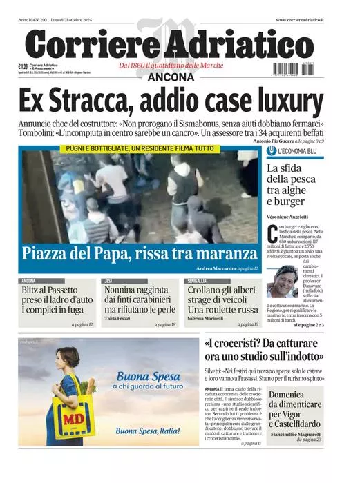 Prima-pagina-corriere adriatico-edizione-di-oggi-21-10-2024